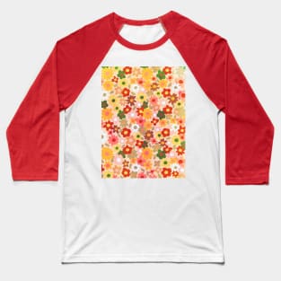 Warm Pastel Floral Pattern Baseball T-Shirt
